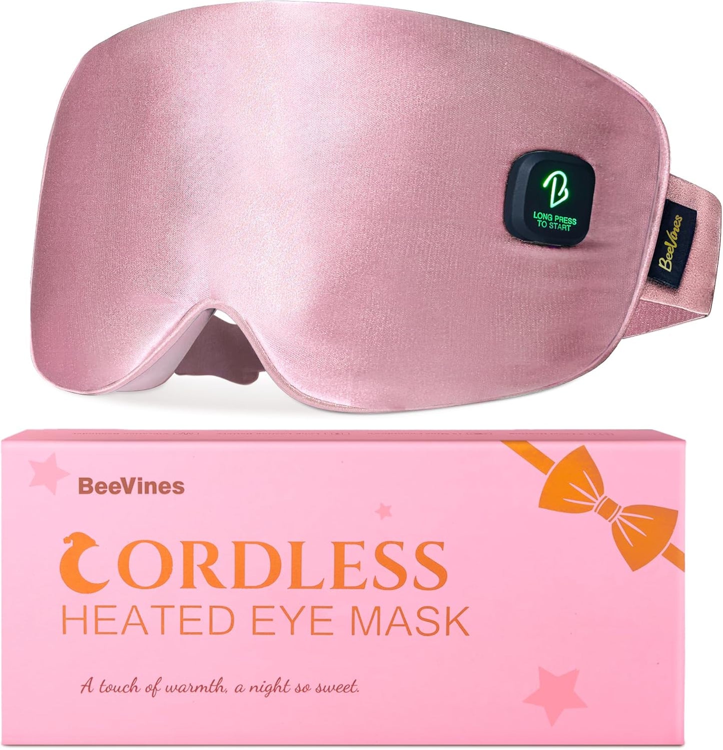 BeeVines Cordless Heated Eye Mask for Dry Eyes, Washable Heat Eye Masks for Blepharitis, Warm Eye Compress for Men & Women, 1500mAh Rechargeable Eye Warmer with Travel Pouch