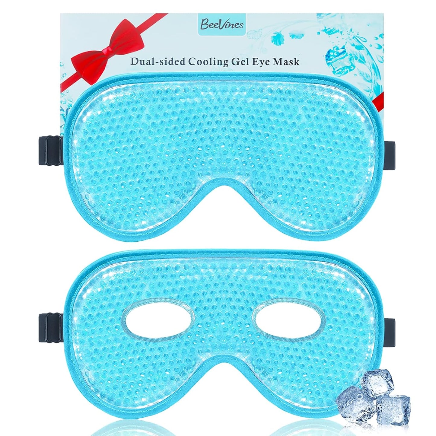 BeeVines Cooling Eye Mask, 2 Pack XL Jumbo Size Freezer Gel Eye Masks for Puffy Eyes Face, Ice Eye Mask, Cold & Warm Compress, Frozen Ice Pack for Post Eye Surgery & Allergies