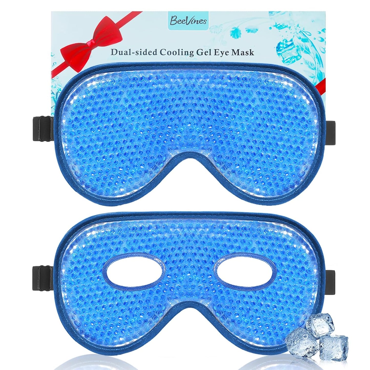 BeeVines Cooling Eye Mask, 2 Pack XL Jumbo Size Freezer Gel Eye Masks for Puffy Eyes Face, Ice Eye Mask, Cold & Warm Compress, Frozen Ice Pack for Post Eye Surgery & Allergies
