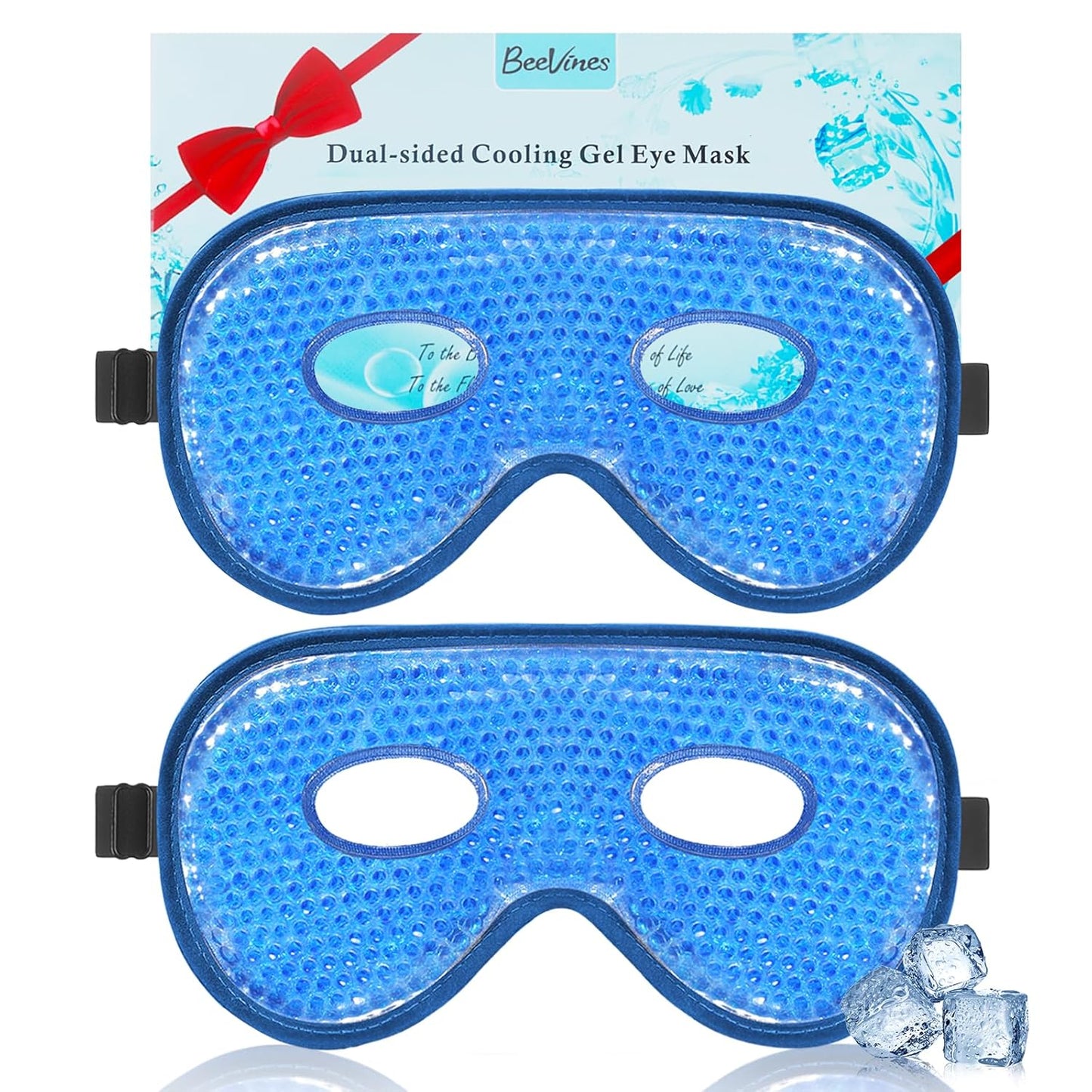 BeeVines Gel Eye Mask, 2 Pack XL Jumbo Size Cooling Ice Masks for Puffy Eyes for Men & Women, Cold & Warm Compress for Post Surgery, Puffiness, Allergies, Sinuses & Migraines Treatment