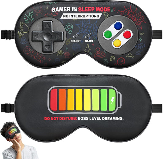 BeeVines 2 Pcs 100% Mulberry Silk Sleep Mask, Game Themed Eye Mask for Kids & Adults, Soft Skin-Friendly Blackout Eye Cover with Adjustable Strap, Lightweight Silk Eye Mask for Travel Sleep